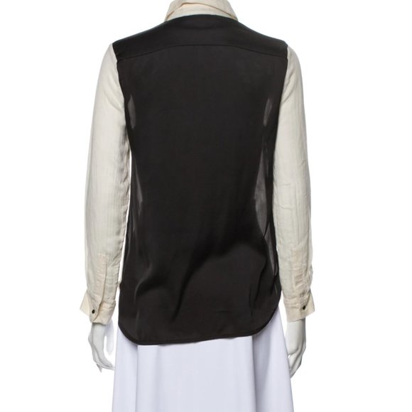 Sandro Silk Contrast Blouse Sz 1 - Picture 3 of 11